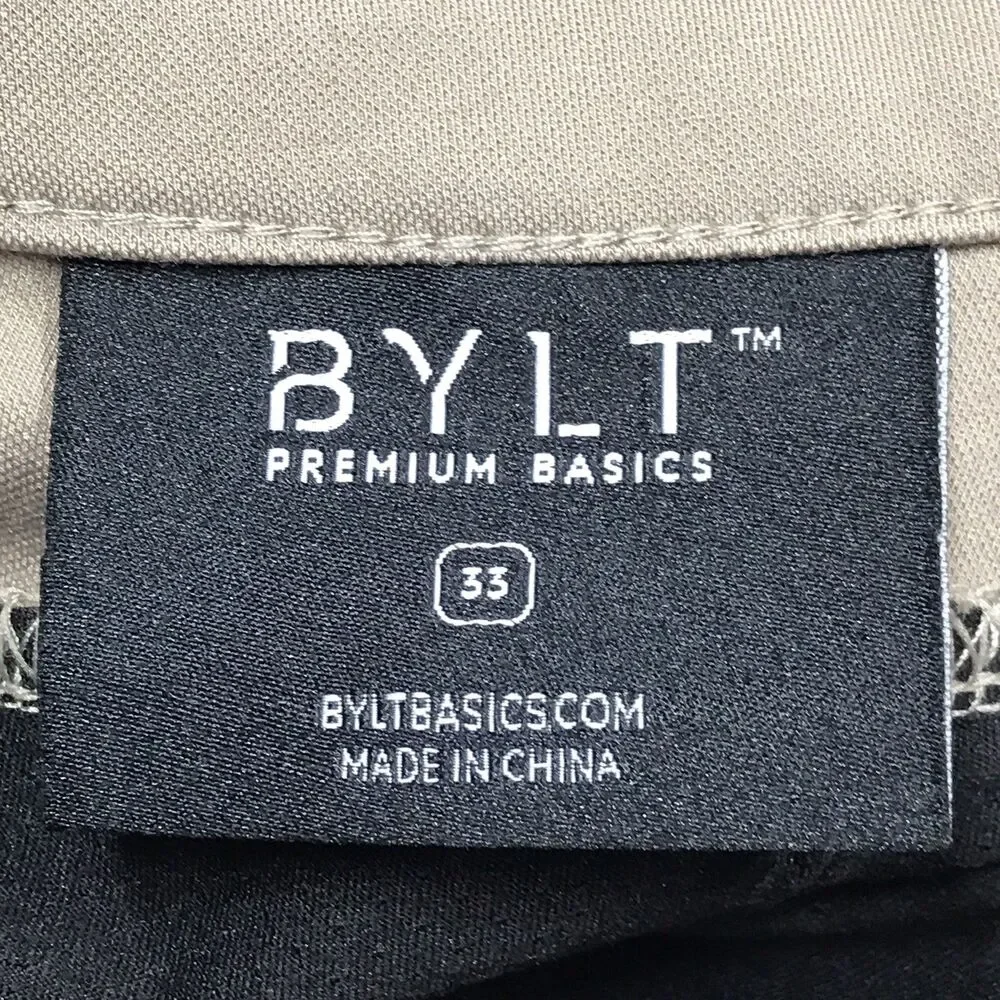 BYLT Everyday Pant 2.0 Men 32x30 Beige Premium Basic Slim Stretch Casual Chino